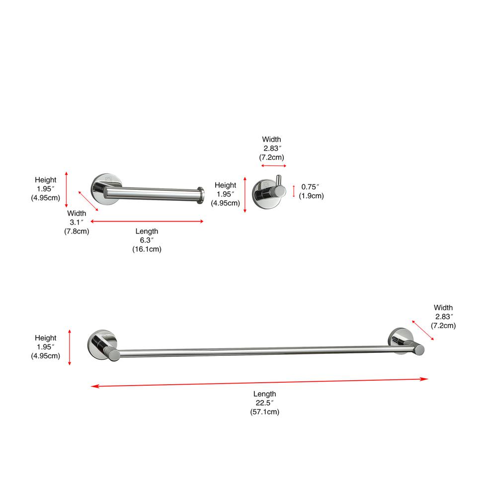 Freya 3-Piece Bathroom Hardware Set in Chrome. Picture 9