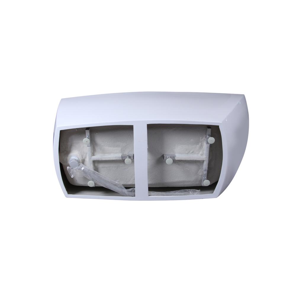 67 inch soaking single slipper rectangular bathtub in glossy white. Picture 13