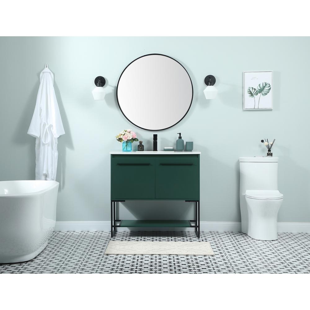 36 inch Single bathroom vanity in green. Picture 4