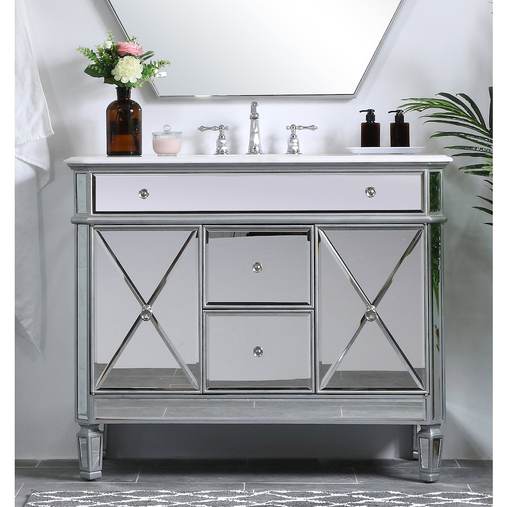 42 In. Single Bathroom Vanity Set In  Antique Silver. Picture 2