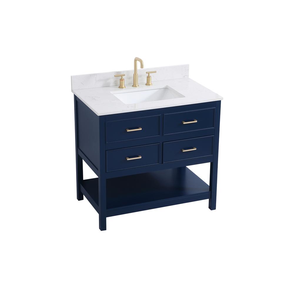 36 inch Single bathroom vanity in blue with backsplash. Picture 8
