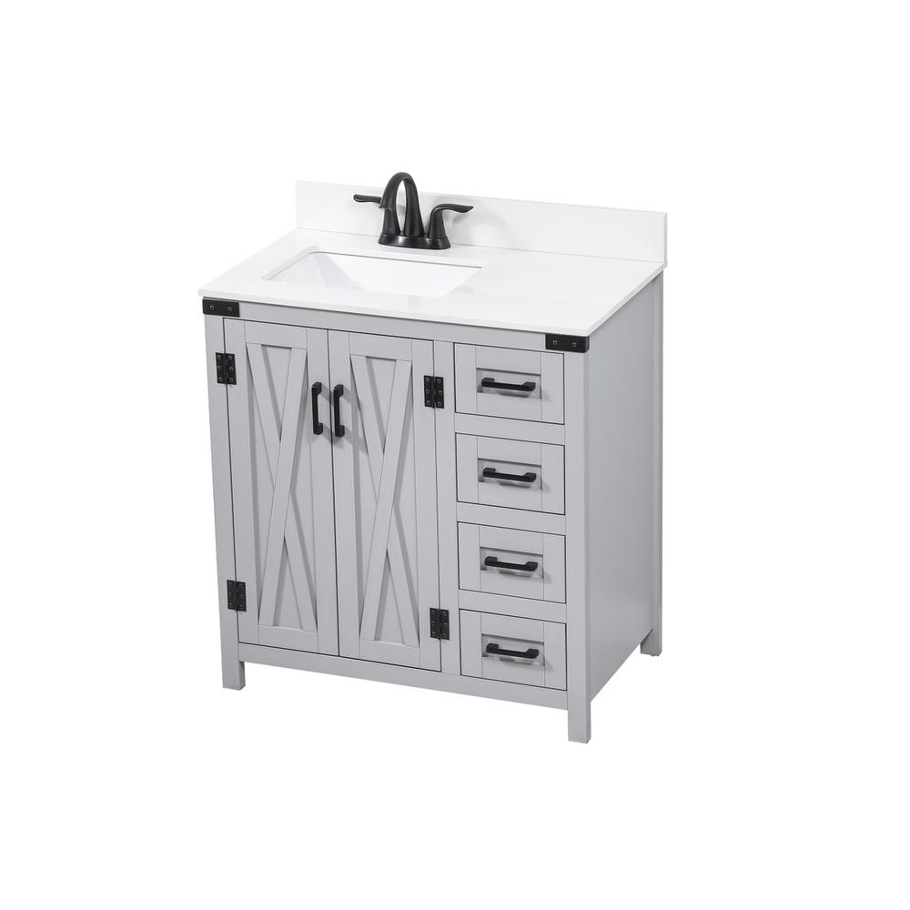 32 inch Single bathroom vanity in grey with backsplash. Picture 8