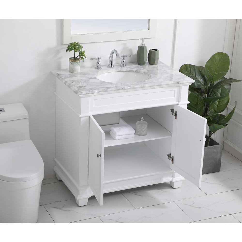 36 inch Single Bathroom Vanity set in White. Picture 3