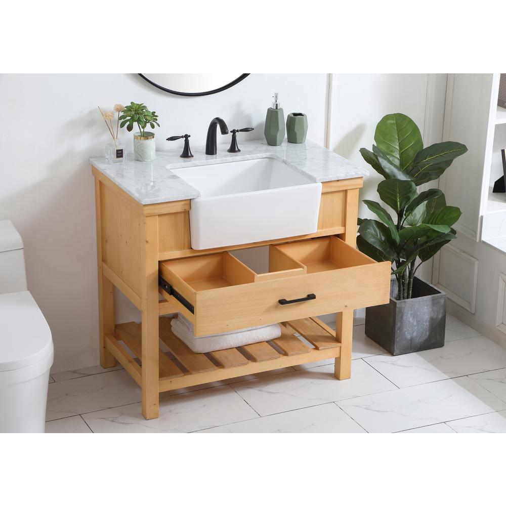 36 inch Single bathroom vanity in natural wood. Picture 3