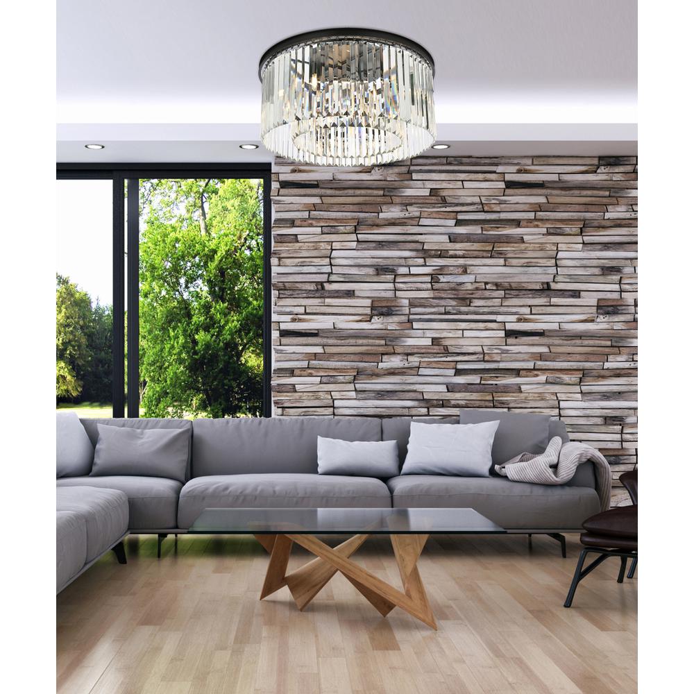 Sydney 8 light Matte Black Flush Mount Clear Royal Cut Crystal. Picture 8