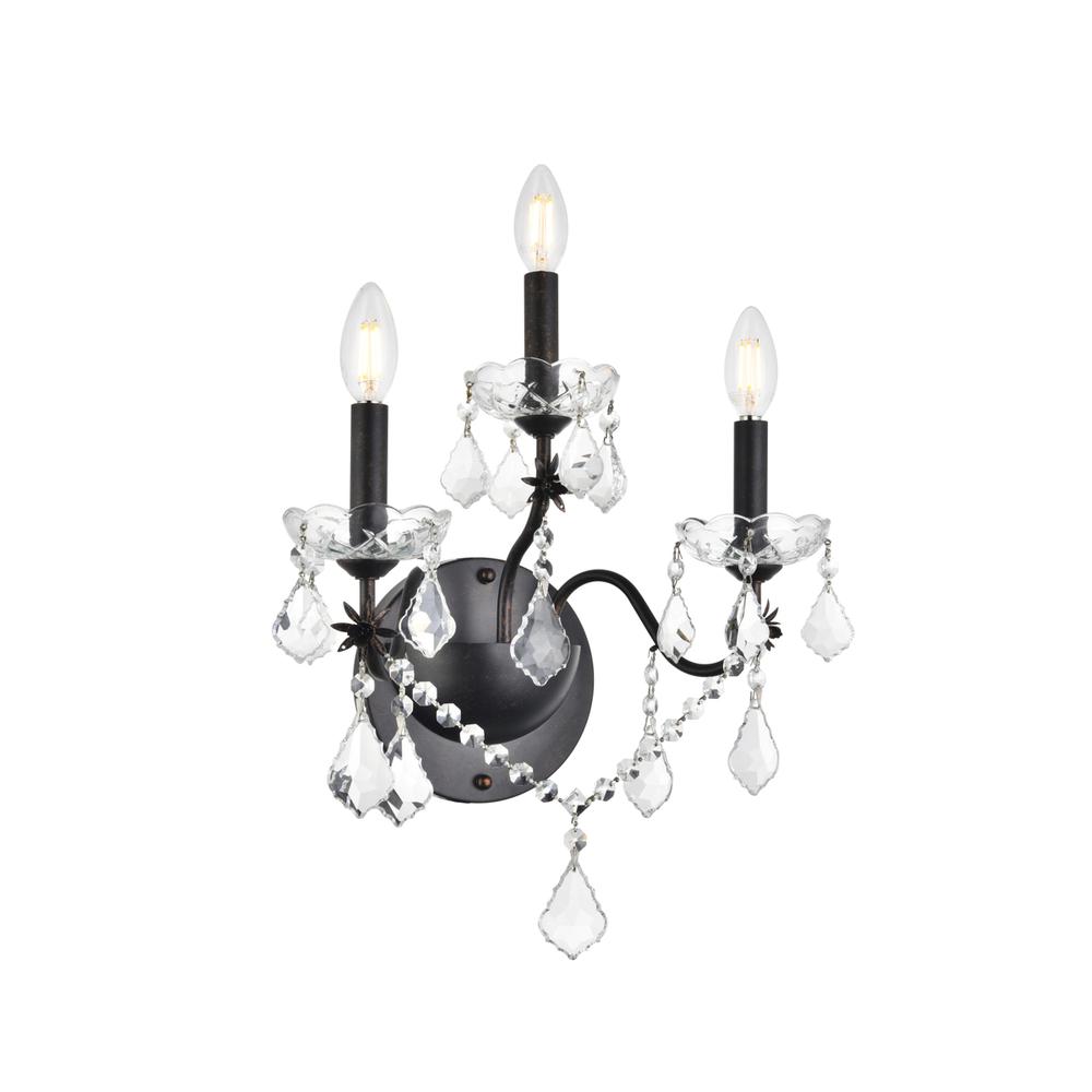 St. Francis 3 light Dark Bronze Wall Sconce Clear Royal Cut Crystal. Picture 6