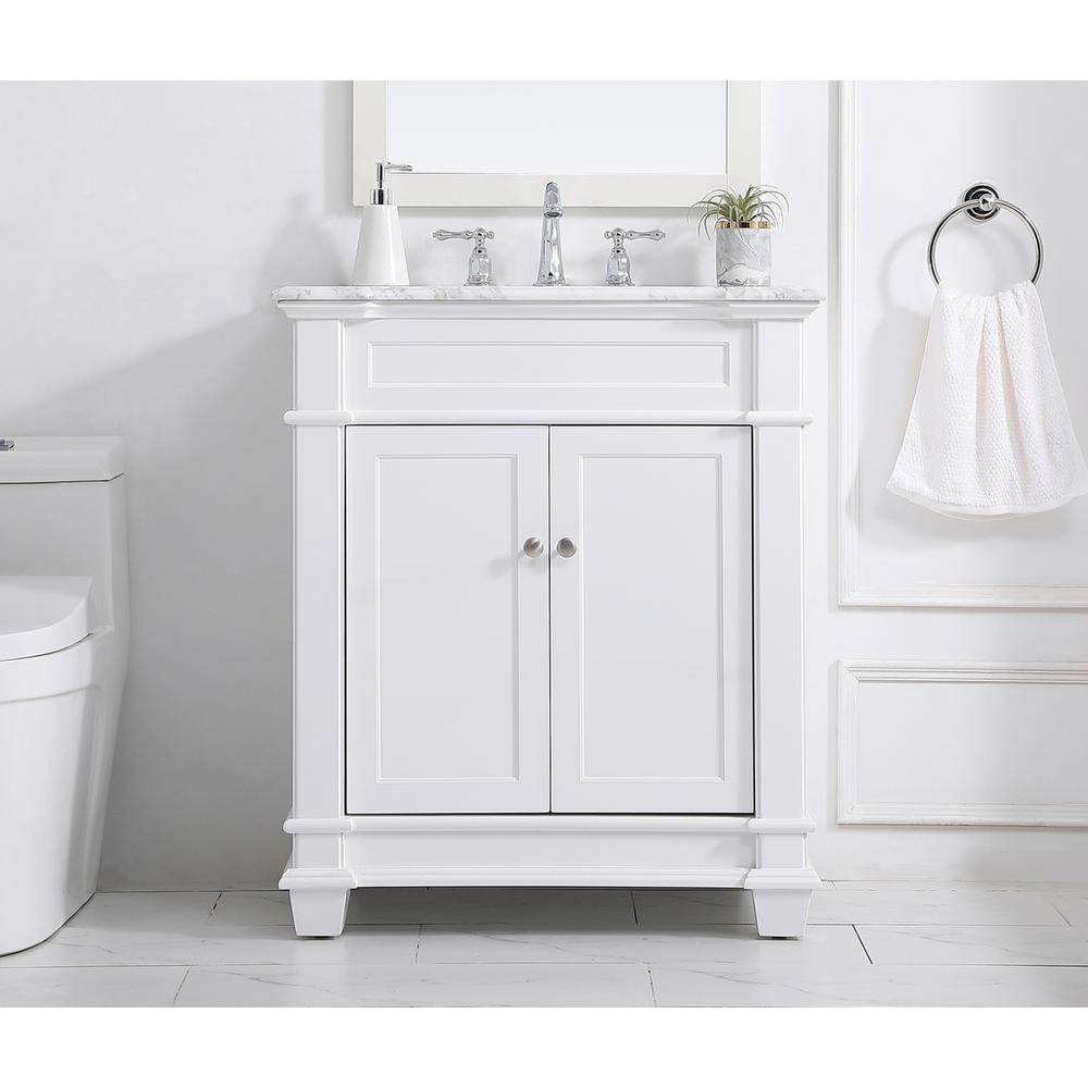 30 inch Single Bathroom Vanity set in White. Picture 14