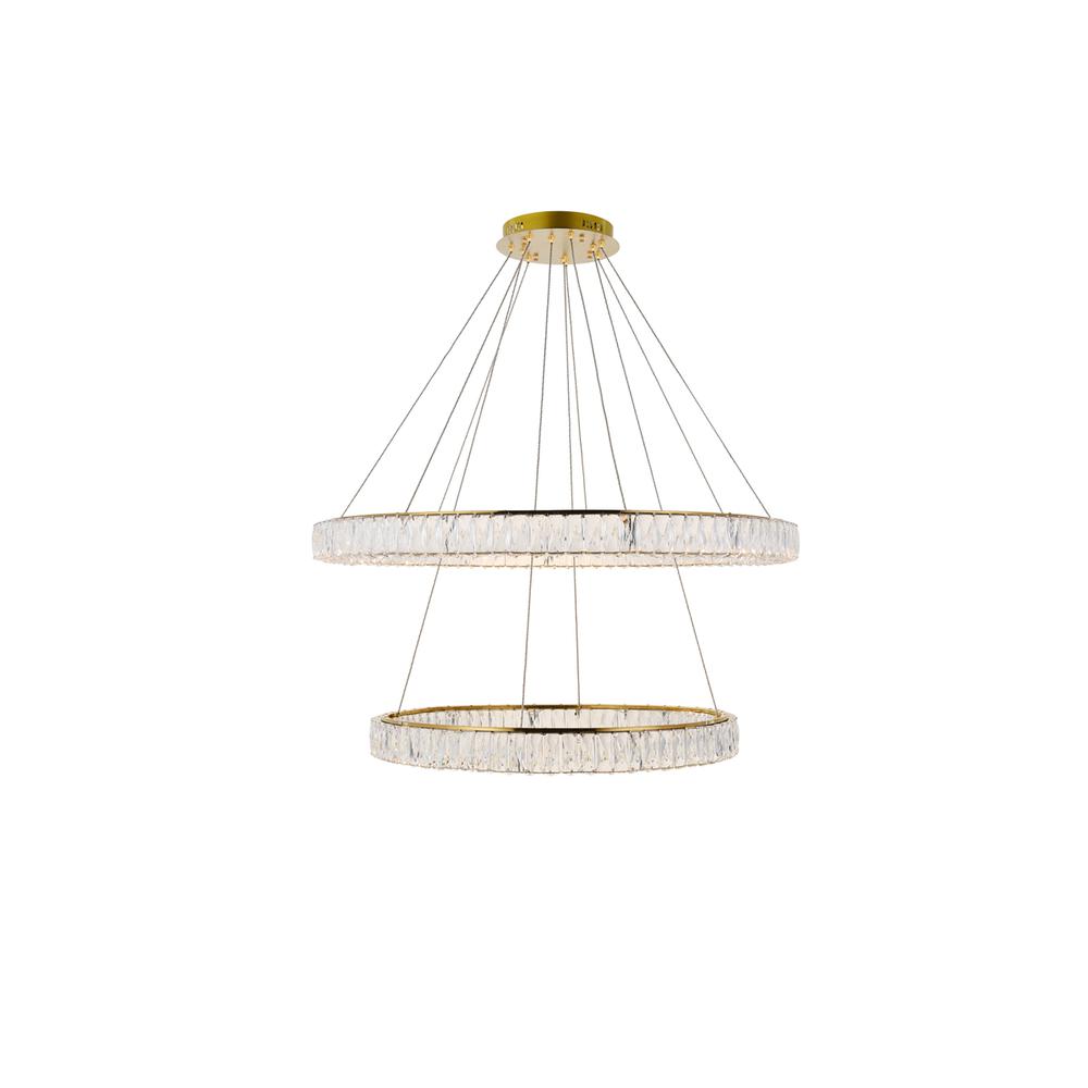 Monroe Integrated LED light Gold Chandelier Clear Royal Cut Crystal. Picture 1