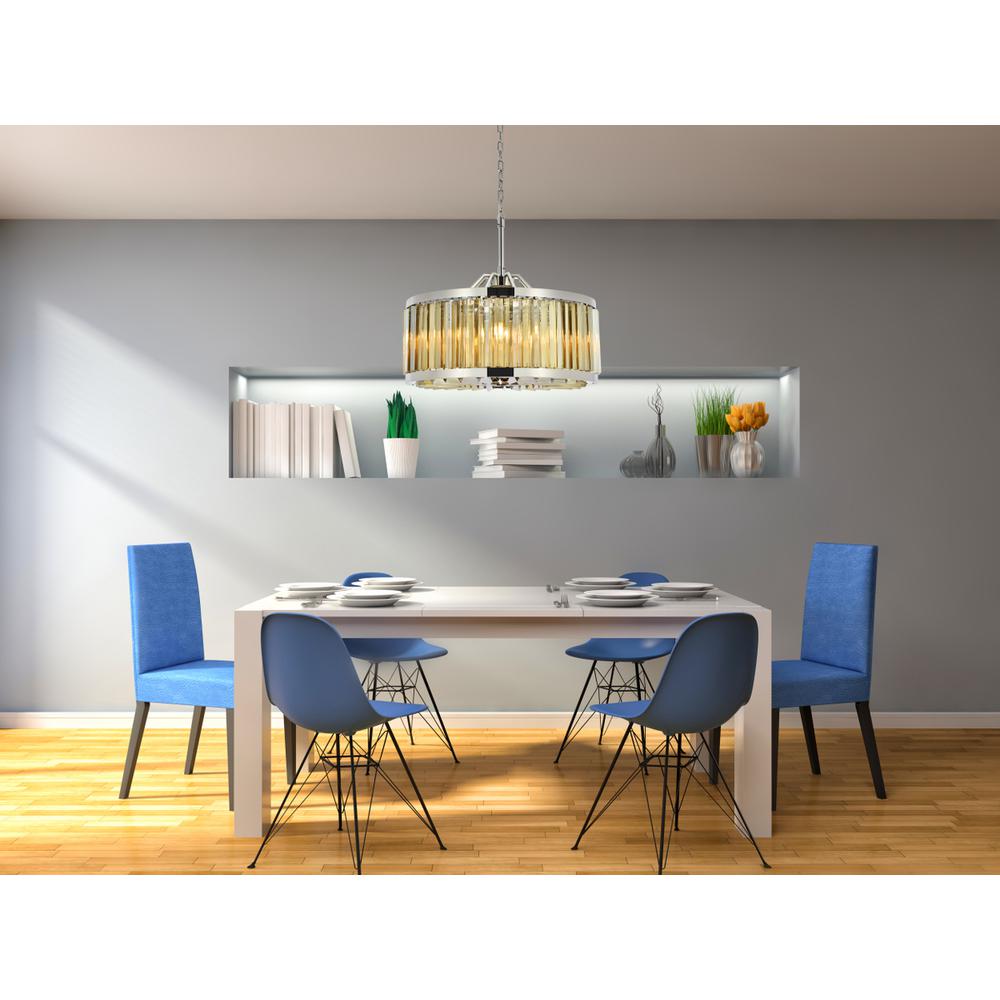 Chelsea 8 light polished nickel Chandelier Golden Teak (Smoky) Royal Cut Crystal. Picture 7