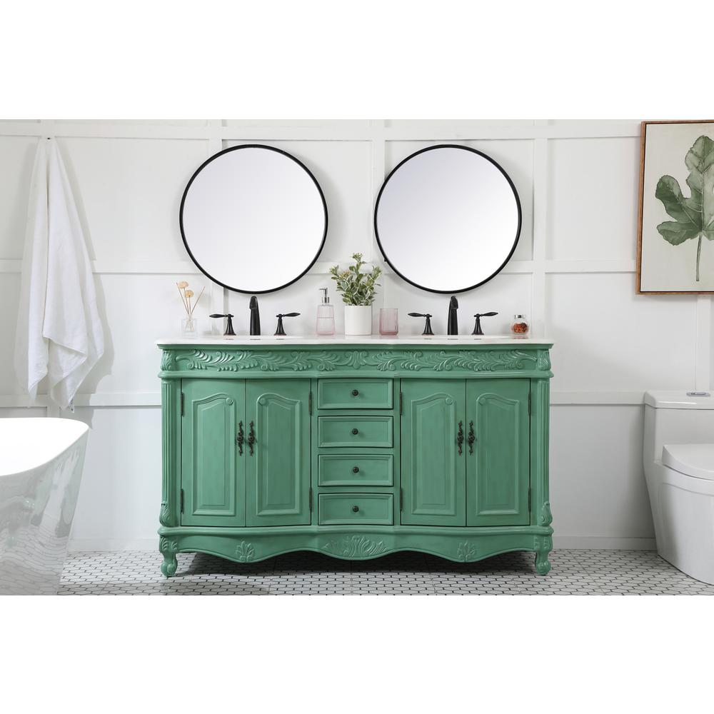 60 inch double bathroom vanity in vintage mint. Picture 4