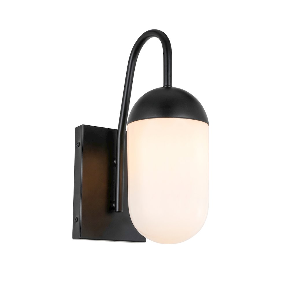 Kace 1 Light Black And Frosted White Glass Wall Sconce. Picture 7