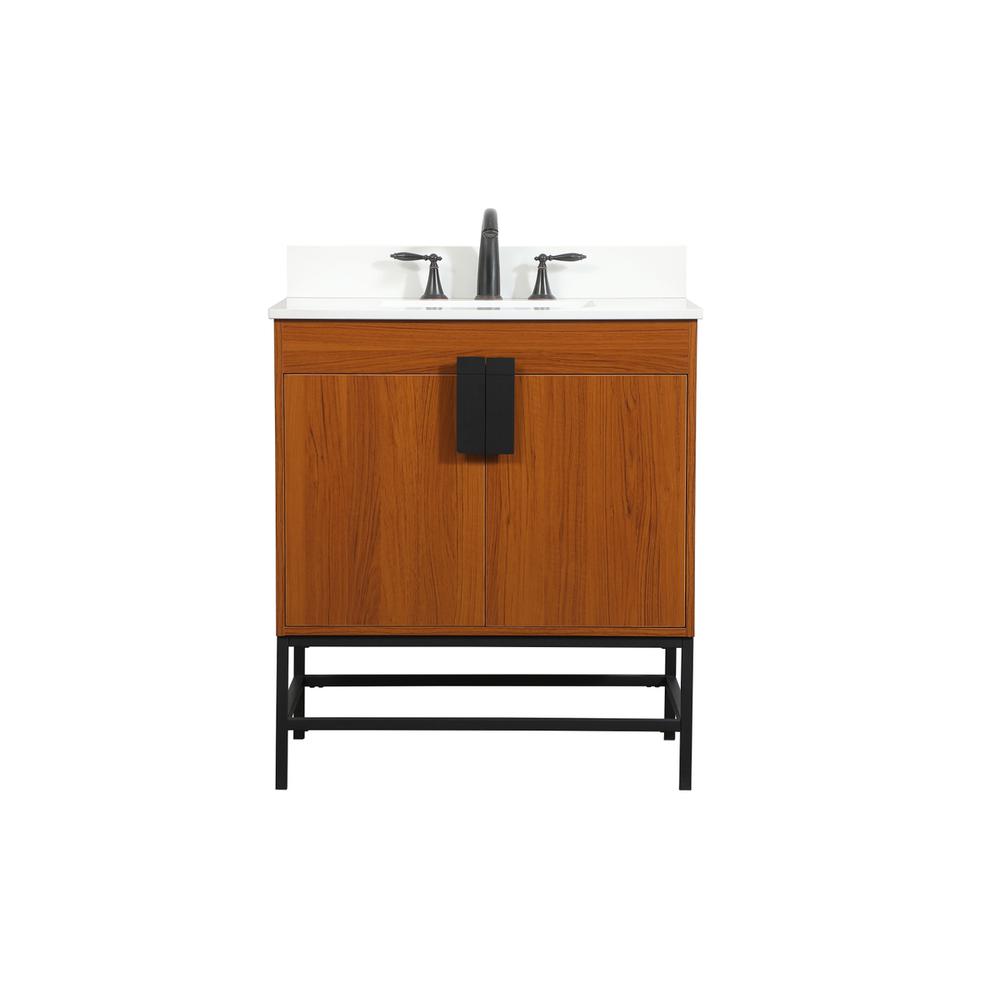 30 inch Single bathroom vanity in teak with backsplash. Picture 1