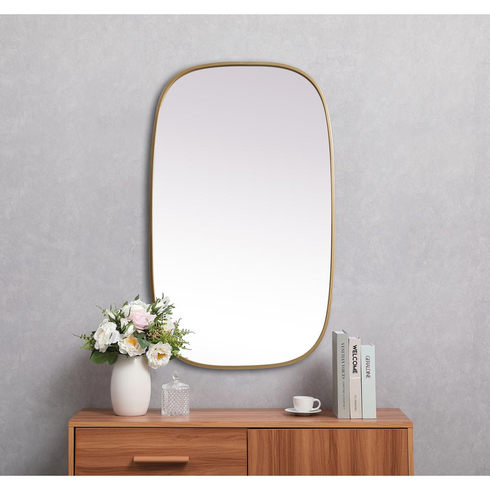 Metal Frame Oval Mirror 24x40 Inch in Brass. Picture 3