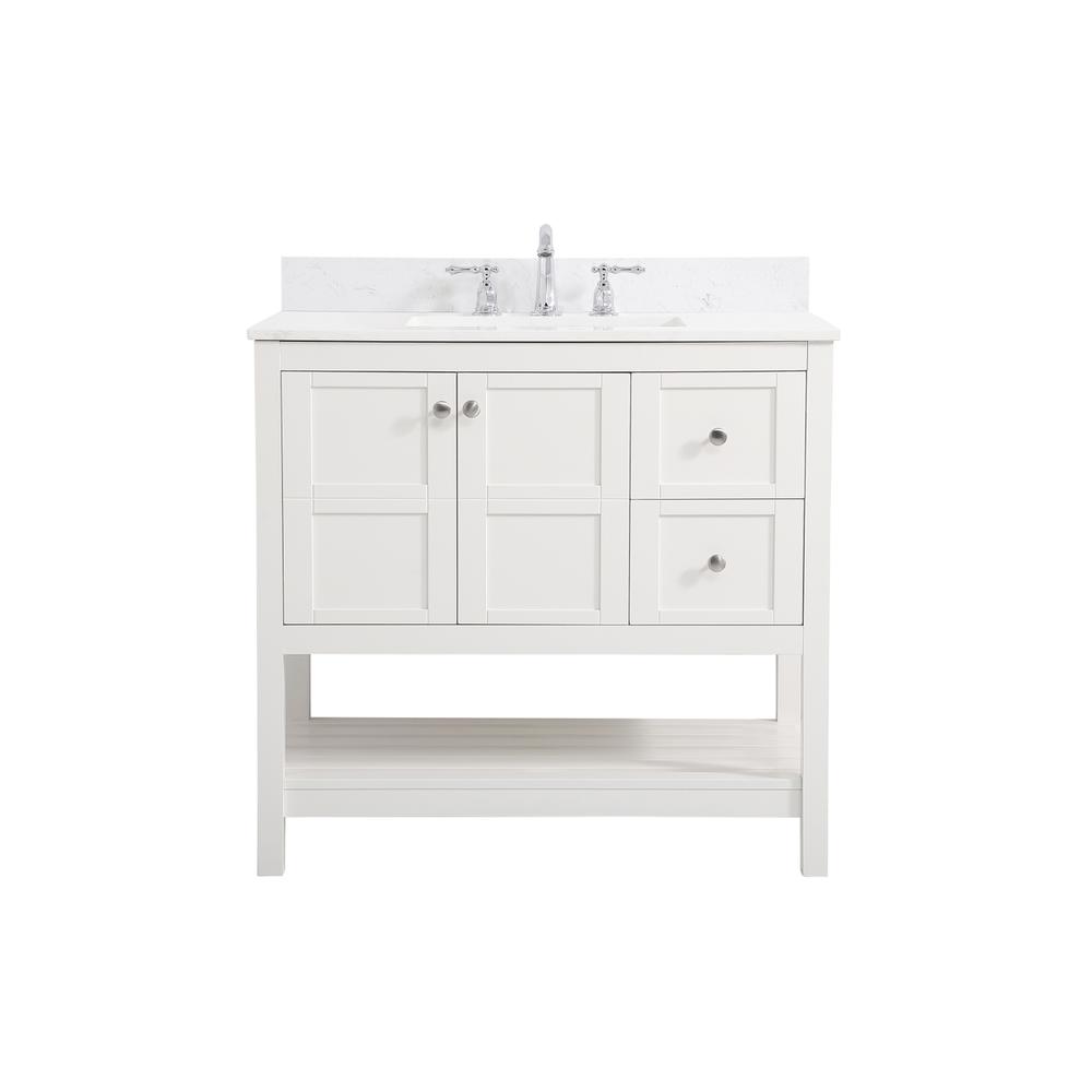 36 inch Single Bathroom Vanity in White with Backsplash. Picture 1