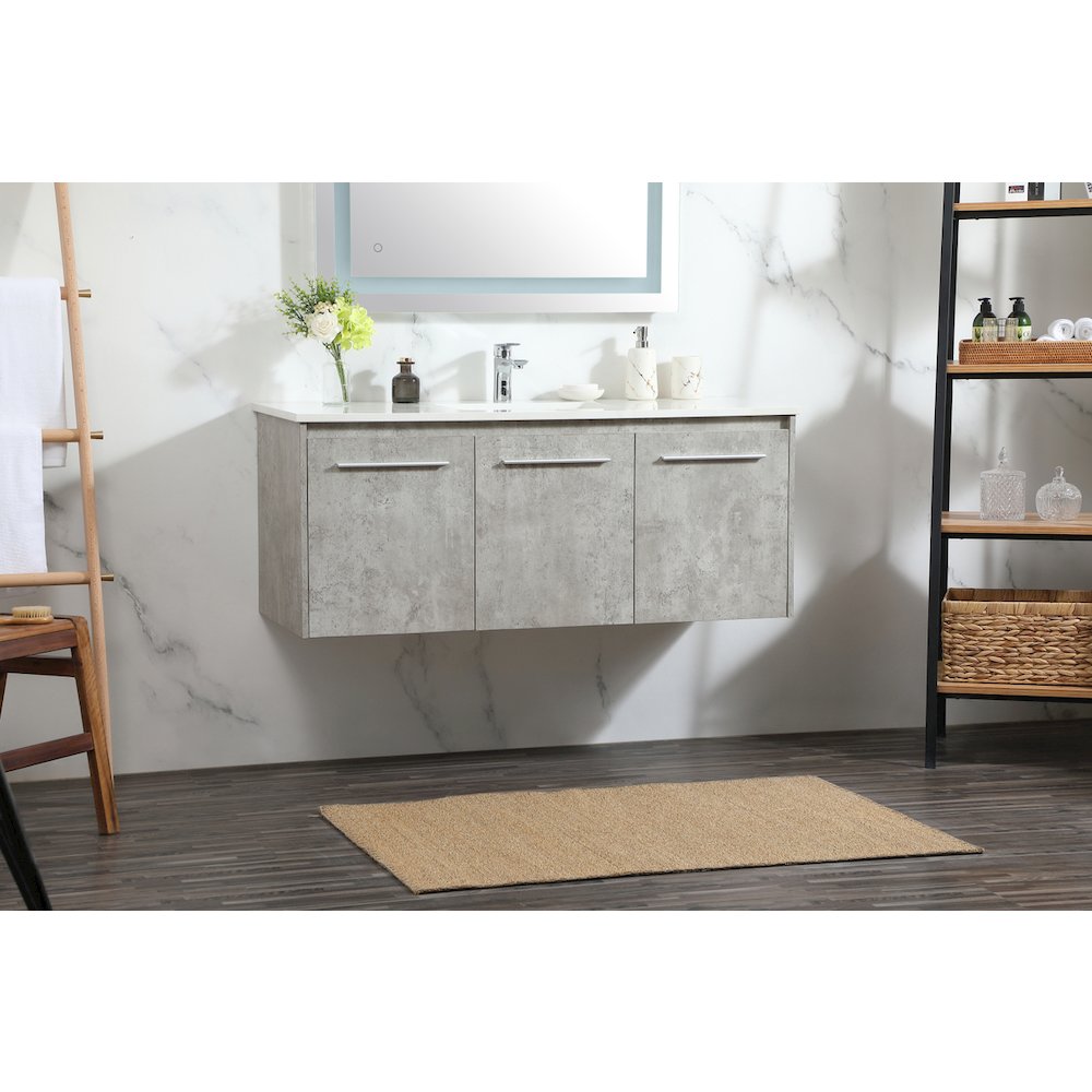 48 Inch Single Bathroom Vanity In Concrete Grey. Picture 3