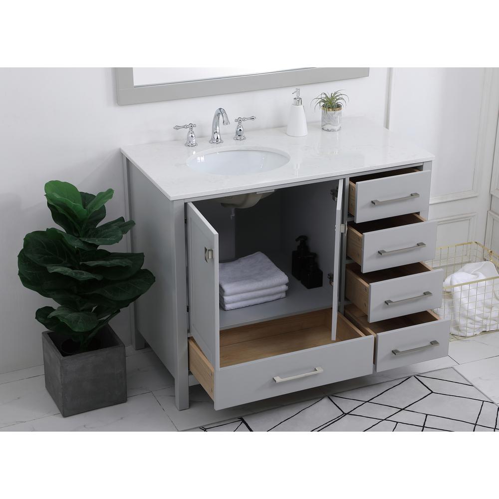 42 inch Single Bathroom Vanity in Gray. Picture 3