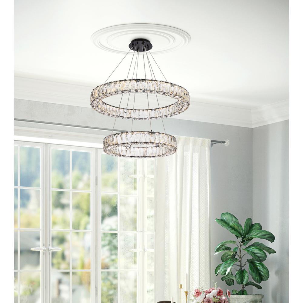 Monroe 28 inch LED double ring chandelier in black. Picture 8