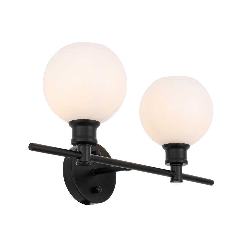 Collier 2 light Black and Frosted white glass Wall sconce. Picture 7