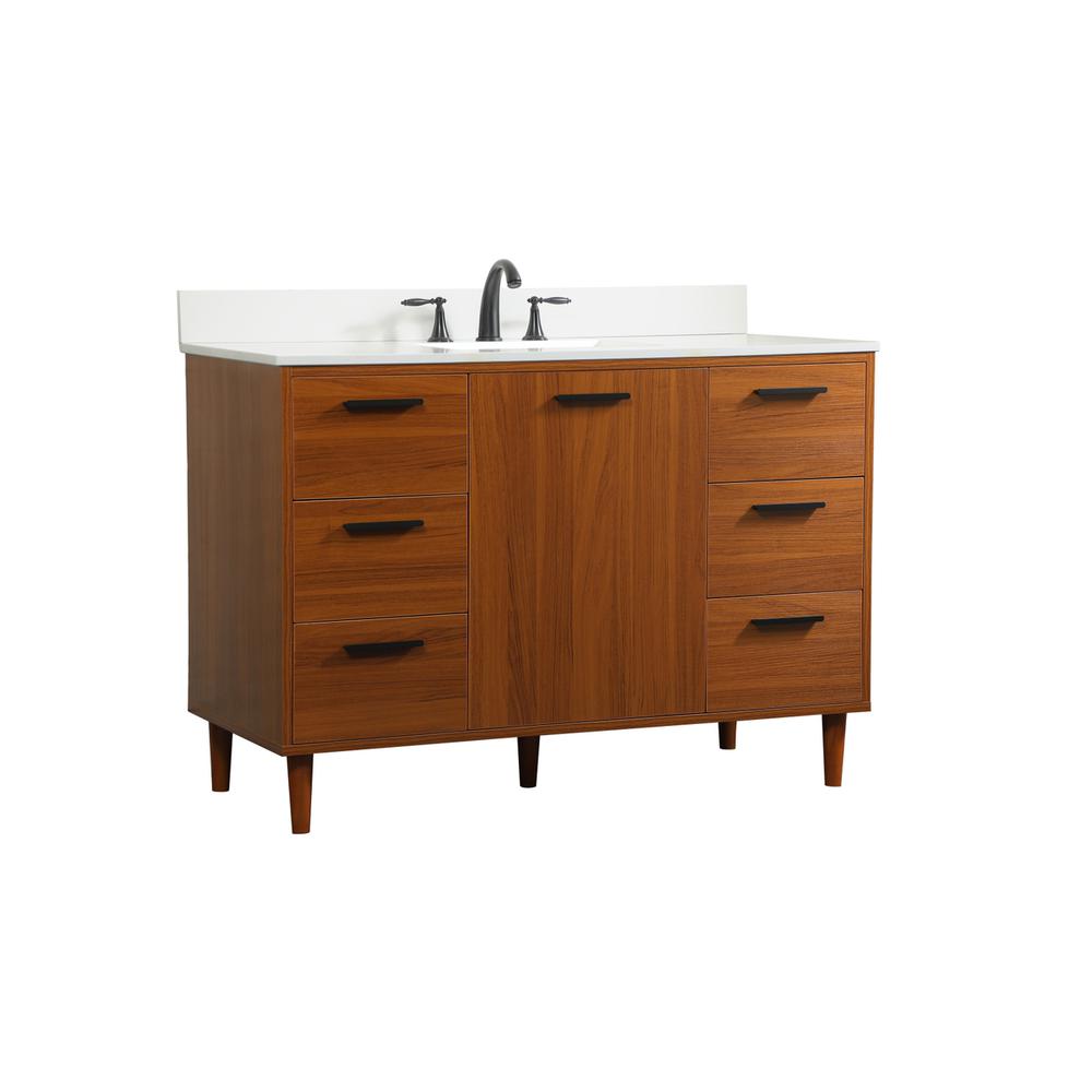 48 inch bathroom vanity in Teak with backsplash. Picture 7