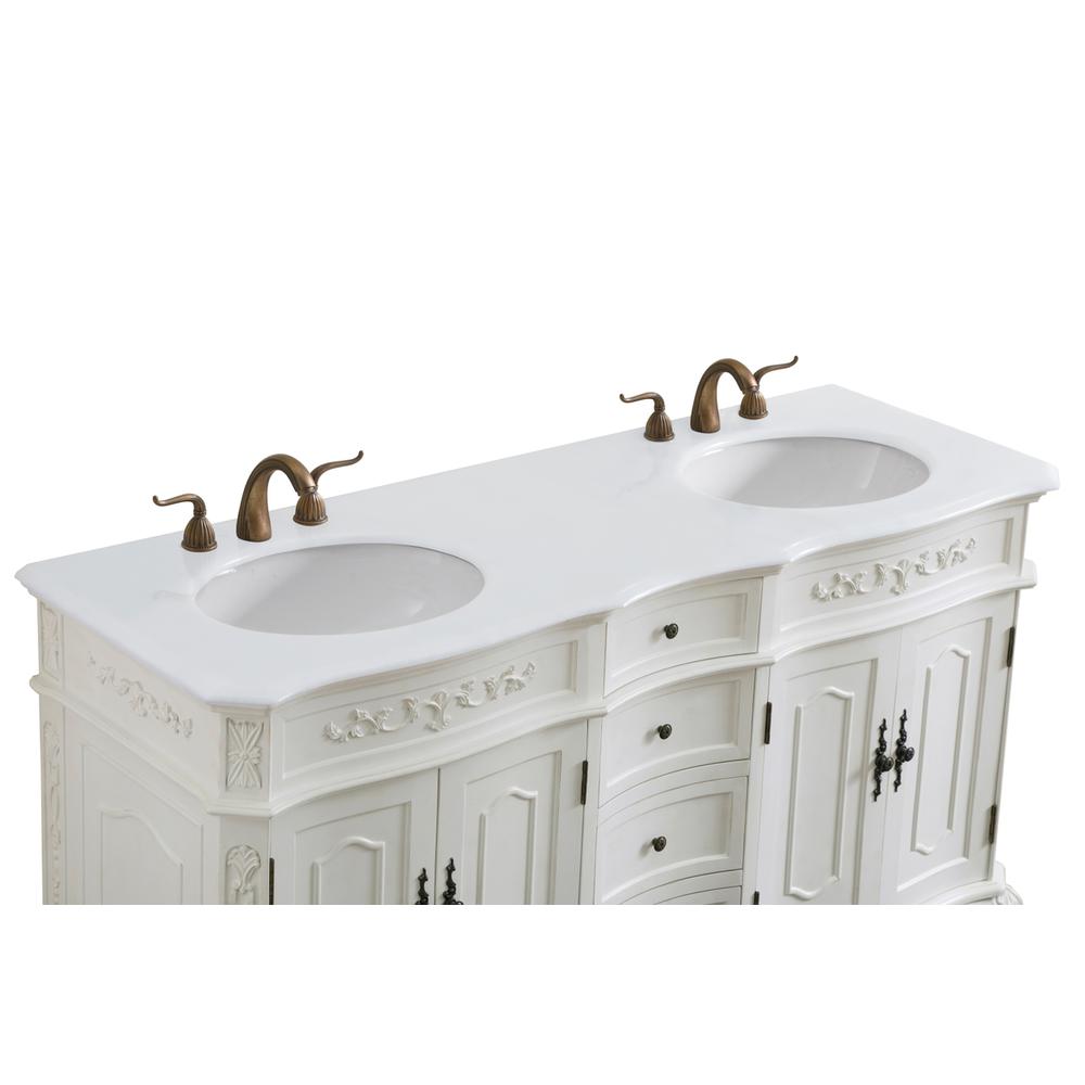 60 inch Double Bathroom vanity in antique white. Picture 13