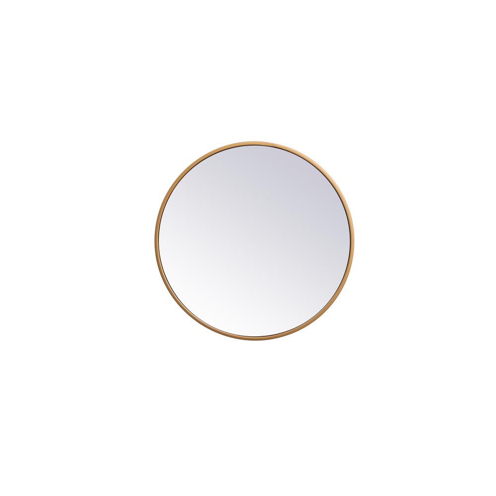 Metal frame round mirror 18 inch in Brass. Picture 1