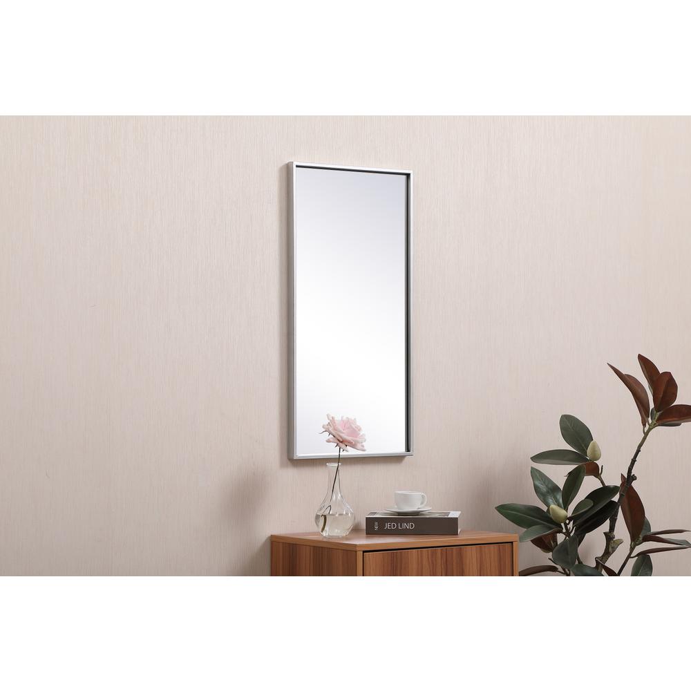Metal frame rectangle mirror 14x28 inch in silver. Picture 2