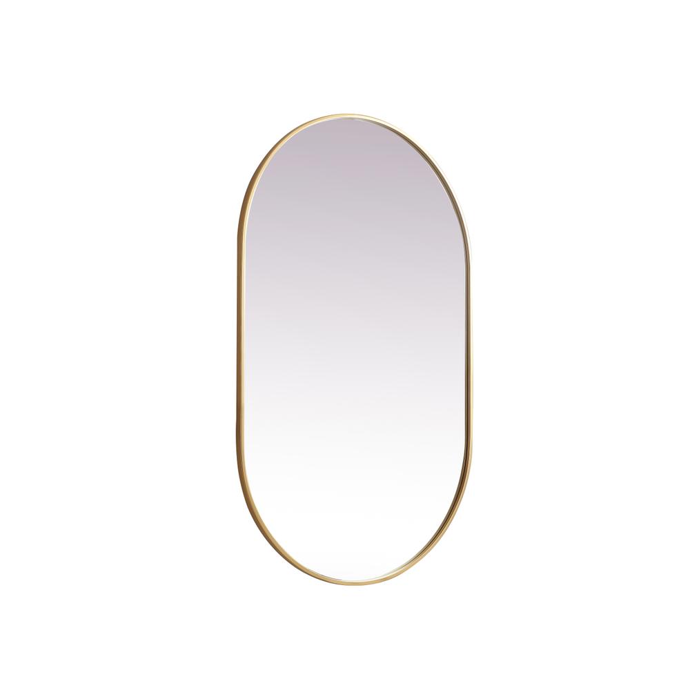 Metal Frame Oval Mirror 30x48 Inch in Brass. Picture 7