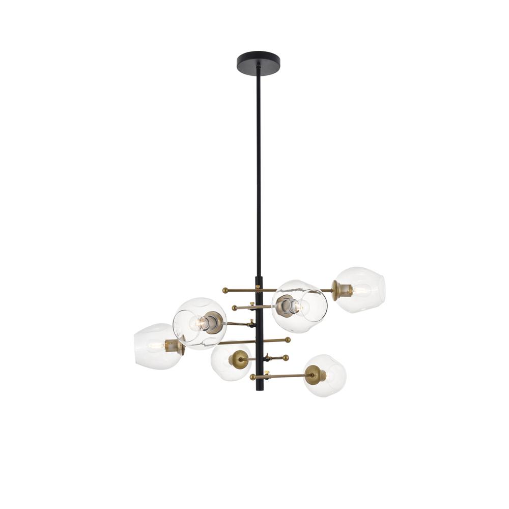Paragon 6 light Matte Black and Brass Pendant. Picture 5