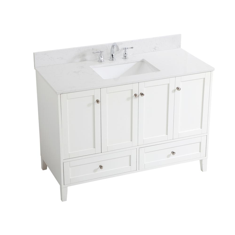 48 inch Single Bathroom Vanity in White with Backsplash. Picture 9