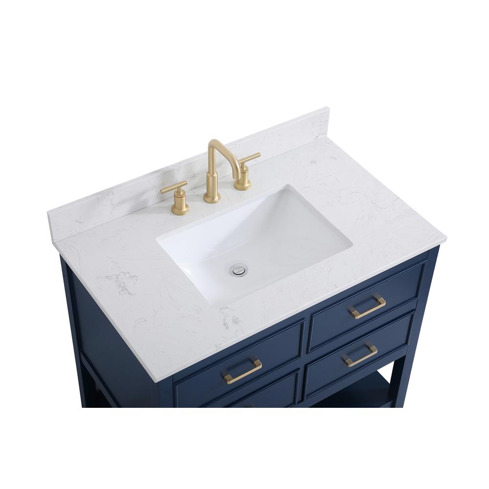 36 inch Single bathroom vanity in blue with backsplash. Picture 10