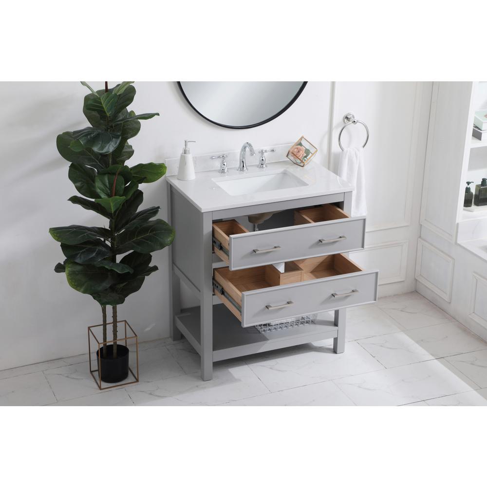 30 inch Single Bathroom Vanity in Grey with Backsplash. Picture 3