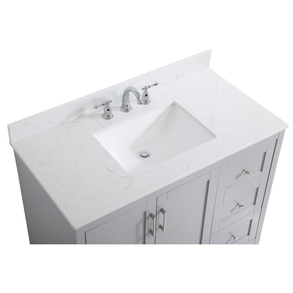 42 inch Single Bathroom Vanity in Grey with Backsplash. Picture 11