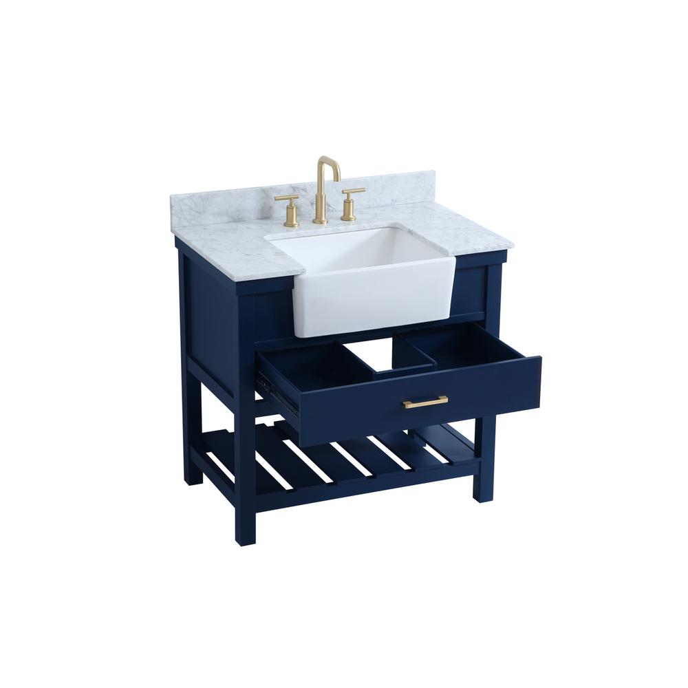 36 inch Single bathroom vanity in blue with backsplash. Picture 9