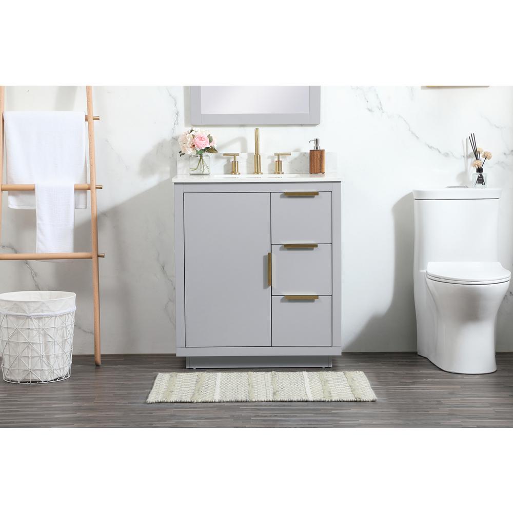 30 inch Single bathroom vanity in grey with backsplash. Picture 14