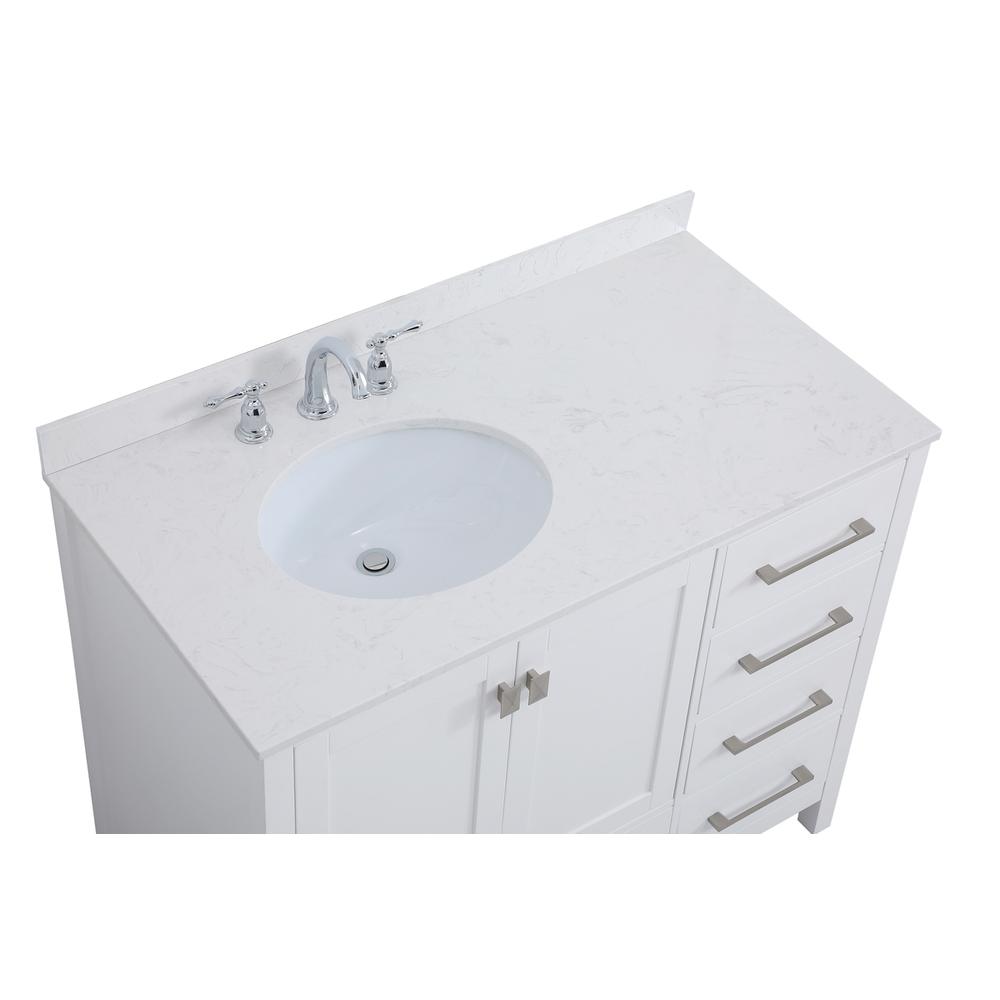 42 inch Single Bathroom Vanity in White with Backsplash. Picture 10
