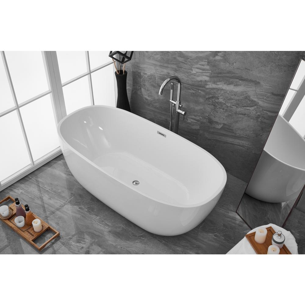 70 inch soaking roll top bathtub in glossy white. Picture 4