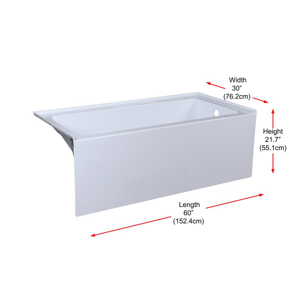 Alcove soaking bathtub 30x60 inch right drain in glossy white. Picture 13