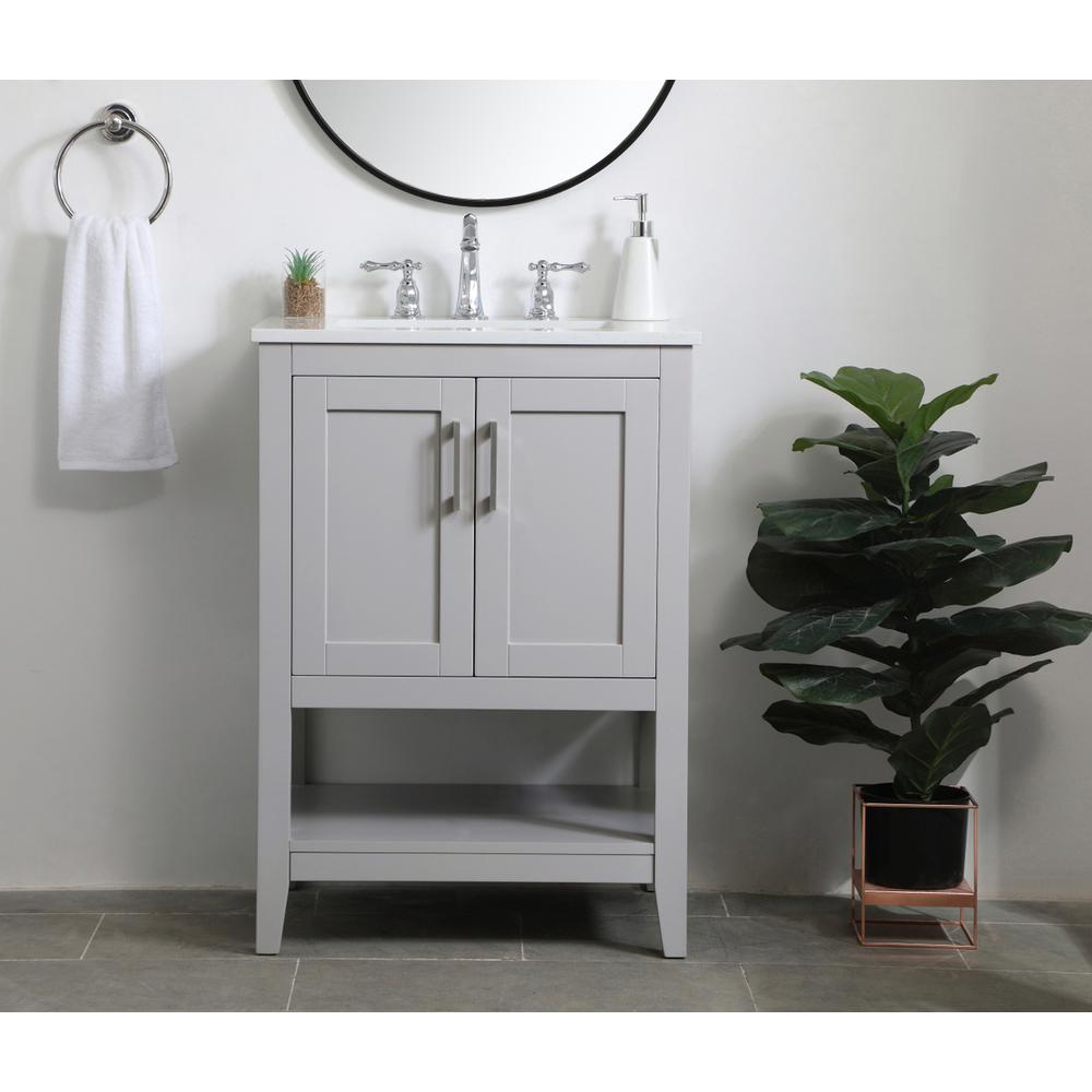 24 inch Single Bathroom Vanity in Grey. Picture 14