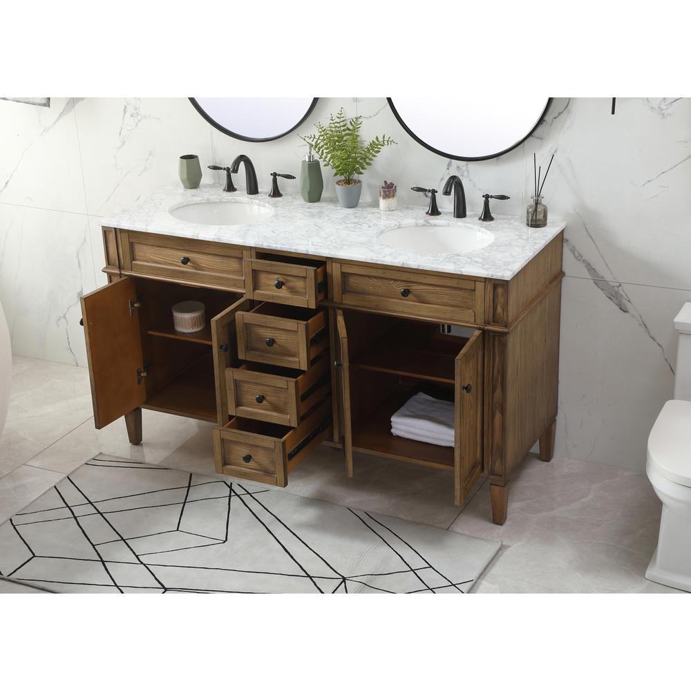 60 inch double bathroom vanity in driftwood. Picture 3