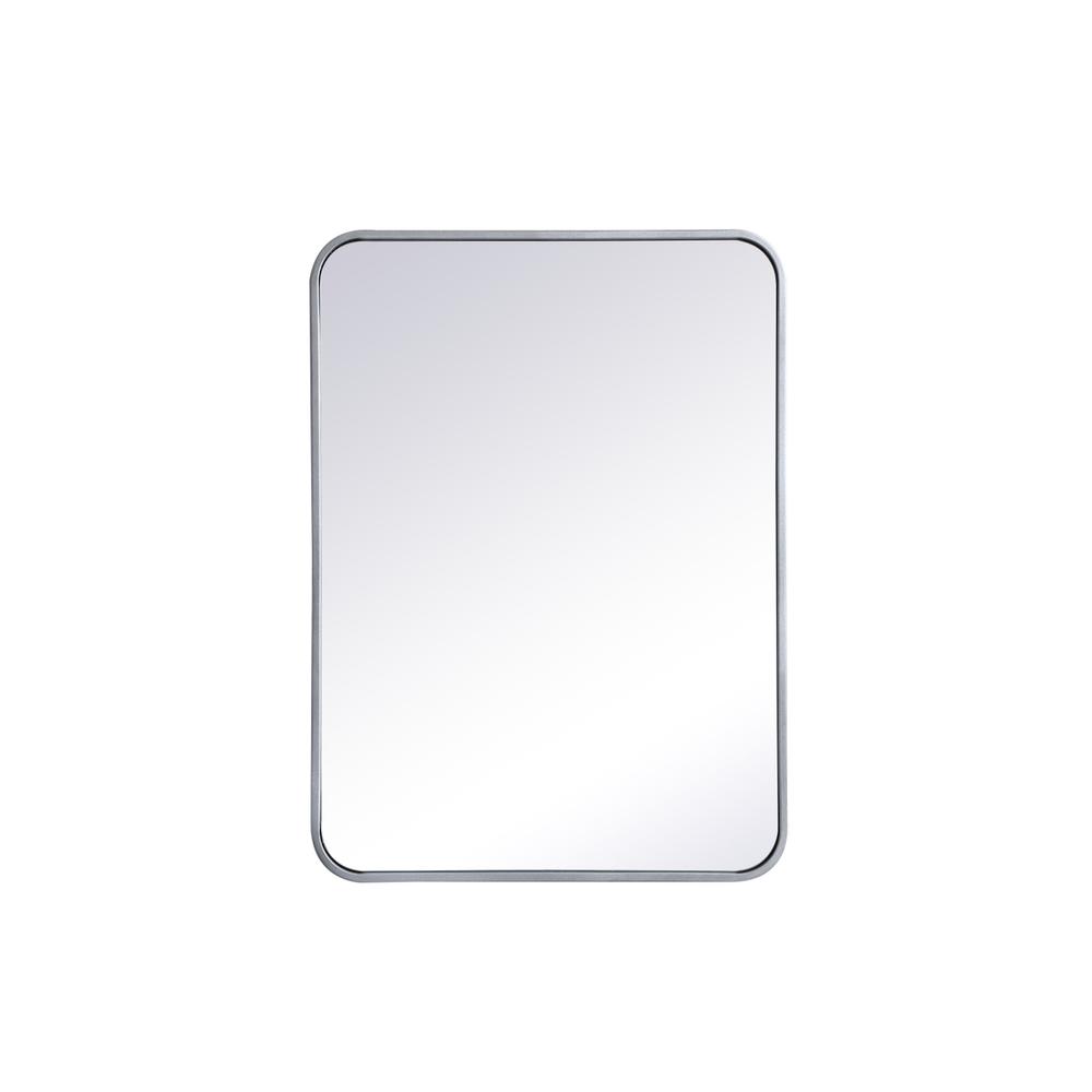 Soft corner metal rectangular mirror 22x30 inch in Silver. Picture 1