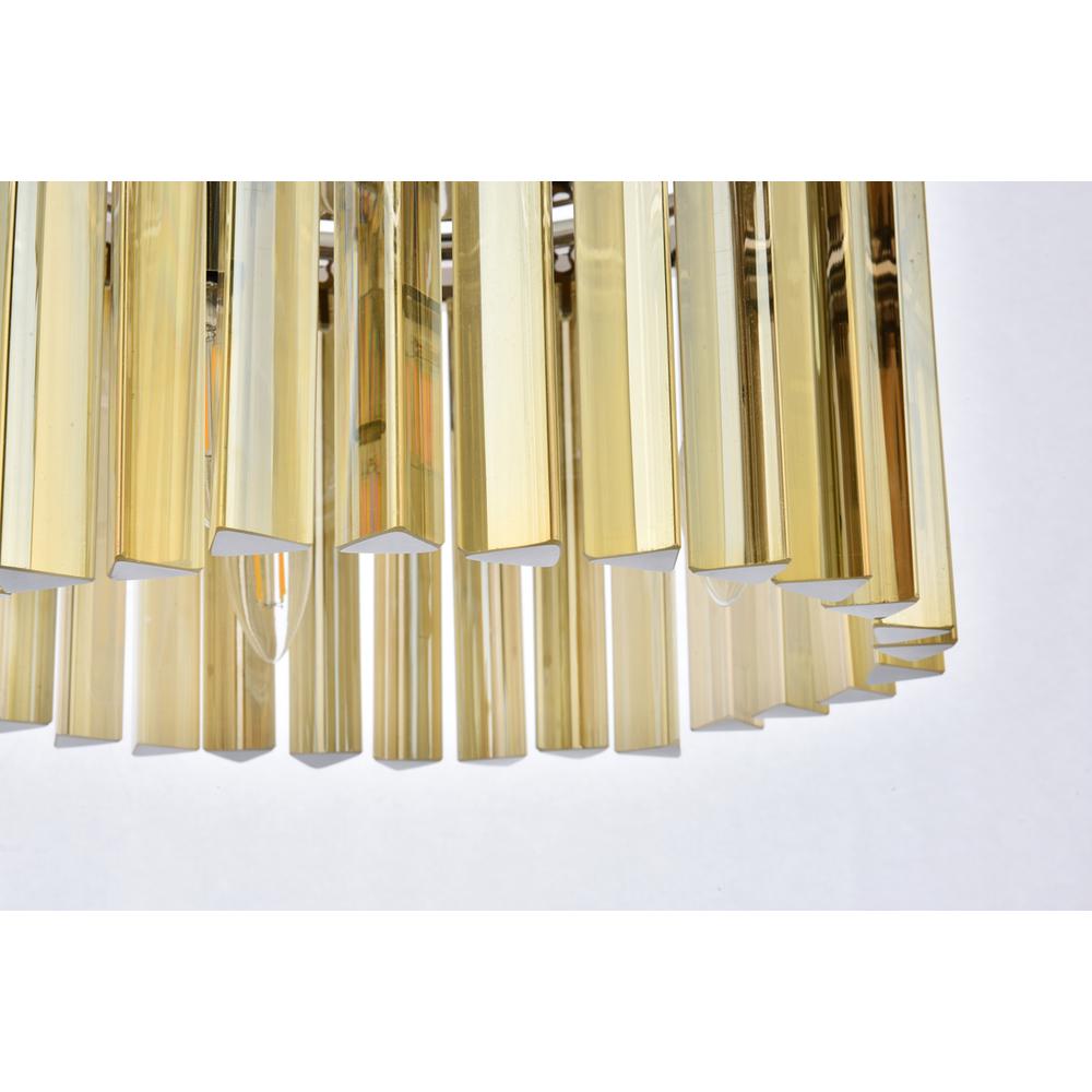 Sydney 3 light polished nickel Pendant Golden Teak (Smoky) Royal Cut Crystal. Picture 3