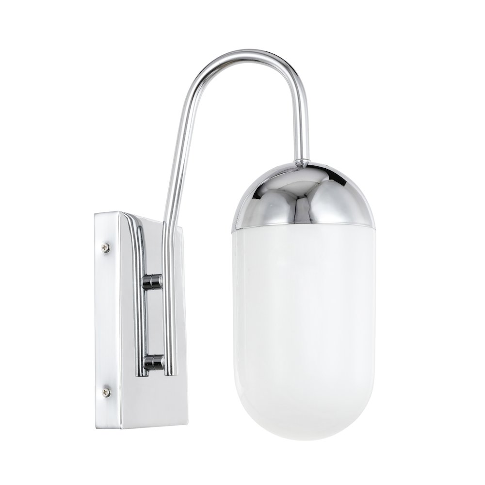 Kace 1 Light Chrome And Frosted White Glass Wall Sconce. Picture 4