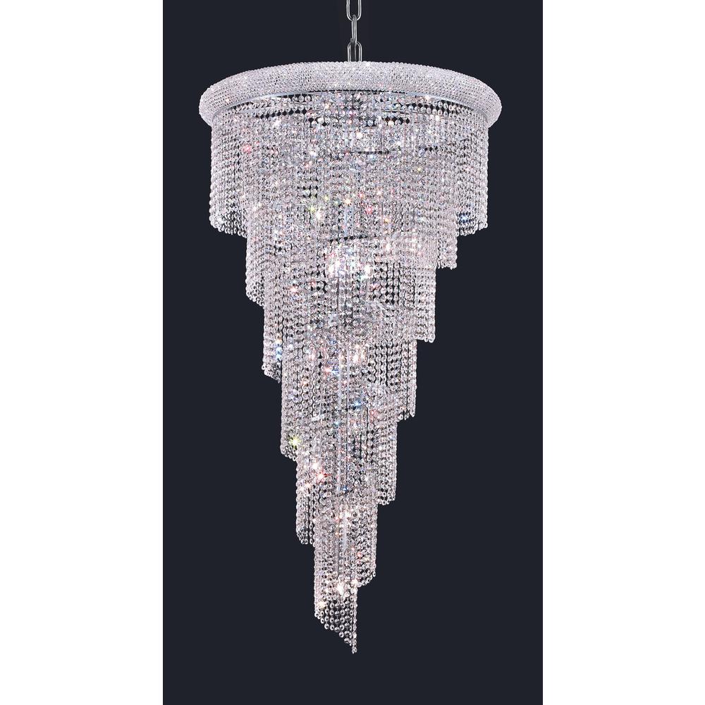 Spiral 22 light Chrome Chandelier Clear Royal Cut Crystal. Picture 1
