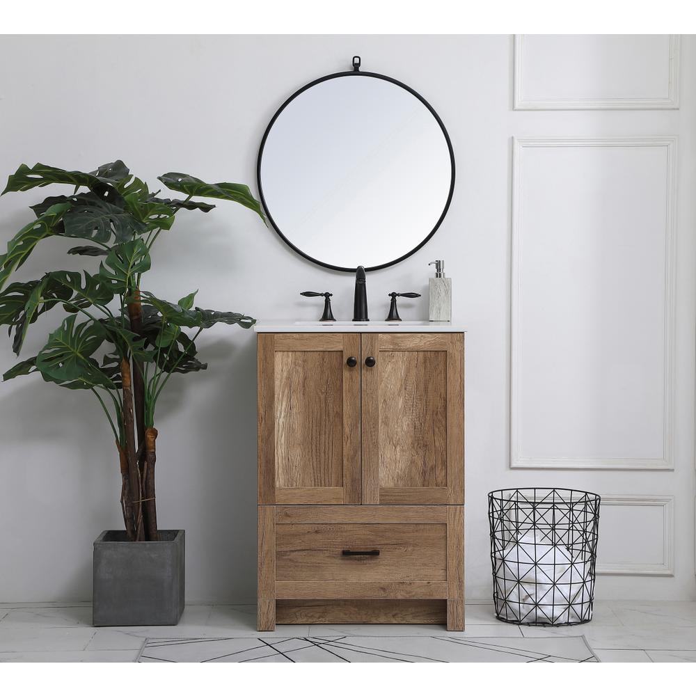 24 inch Single Bathroom Vanity in Natural oak. Picture 1
