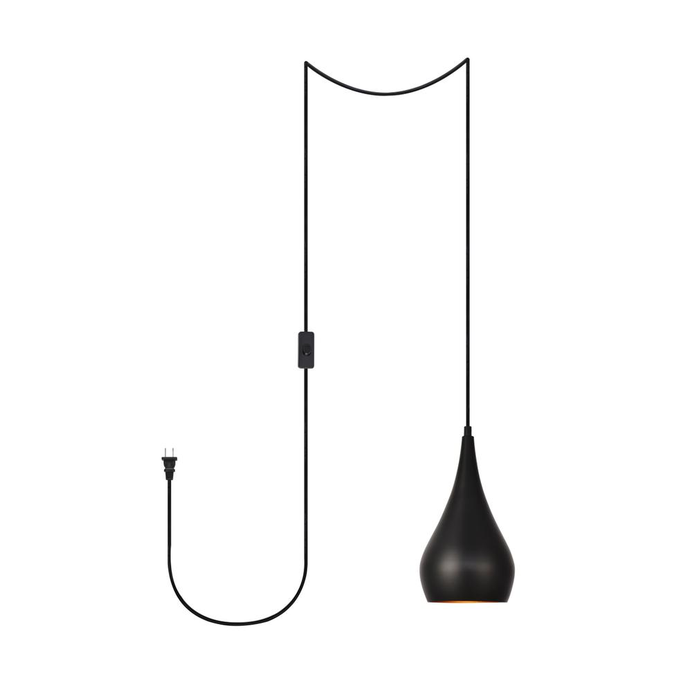 Nora 1 Light Black plug-in pendant. Picture 1