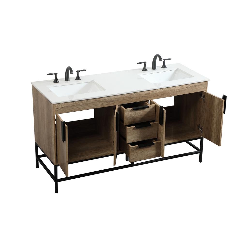 60 inch double bathroom vanity in natural oak. Picture 9
