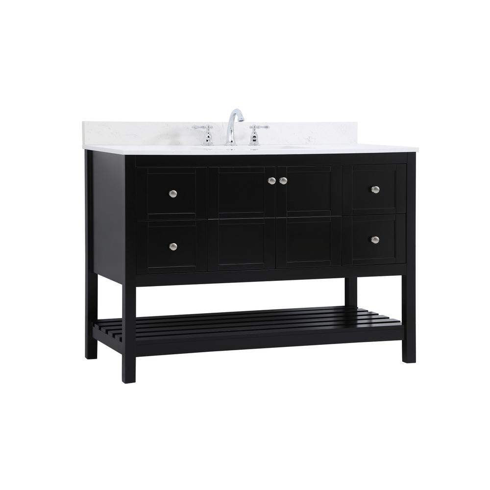 48 inch Single Bathroom Vanity in Black with Backsplash. Picture 7