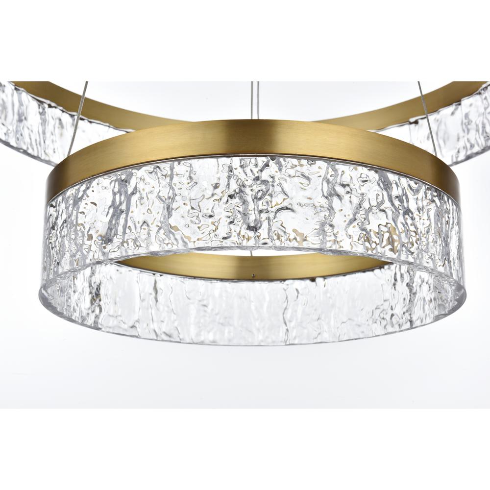 Linden 22 inch Adjustable LED chandelier in Satin Gold. Picture 5
