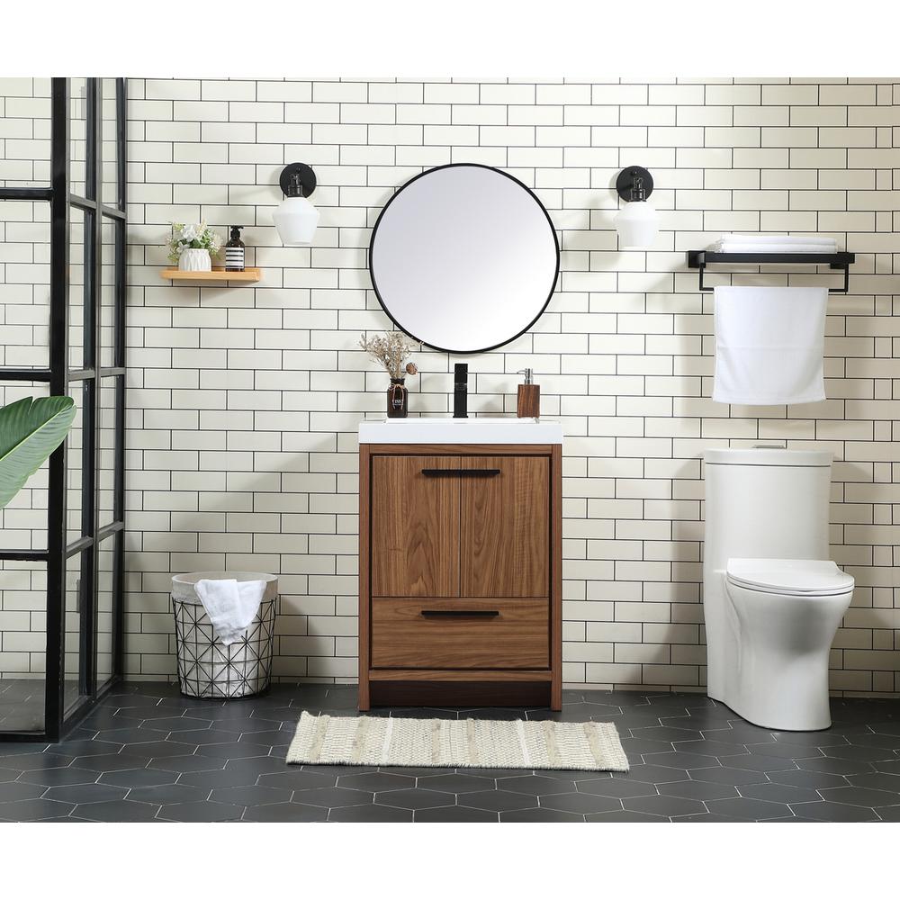 24 inch Single bathroom vanity in walnut brown. Picture 4