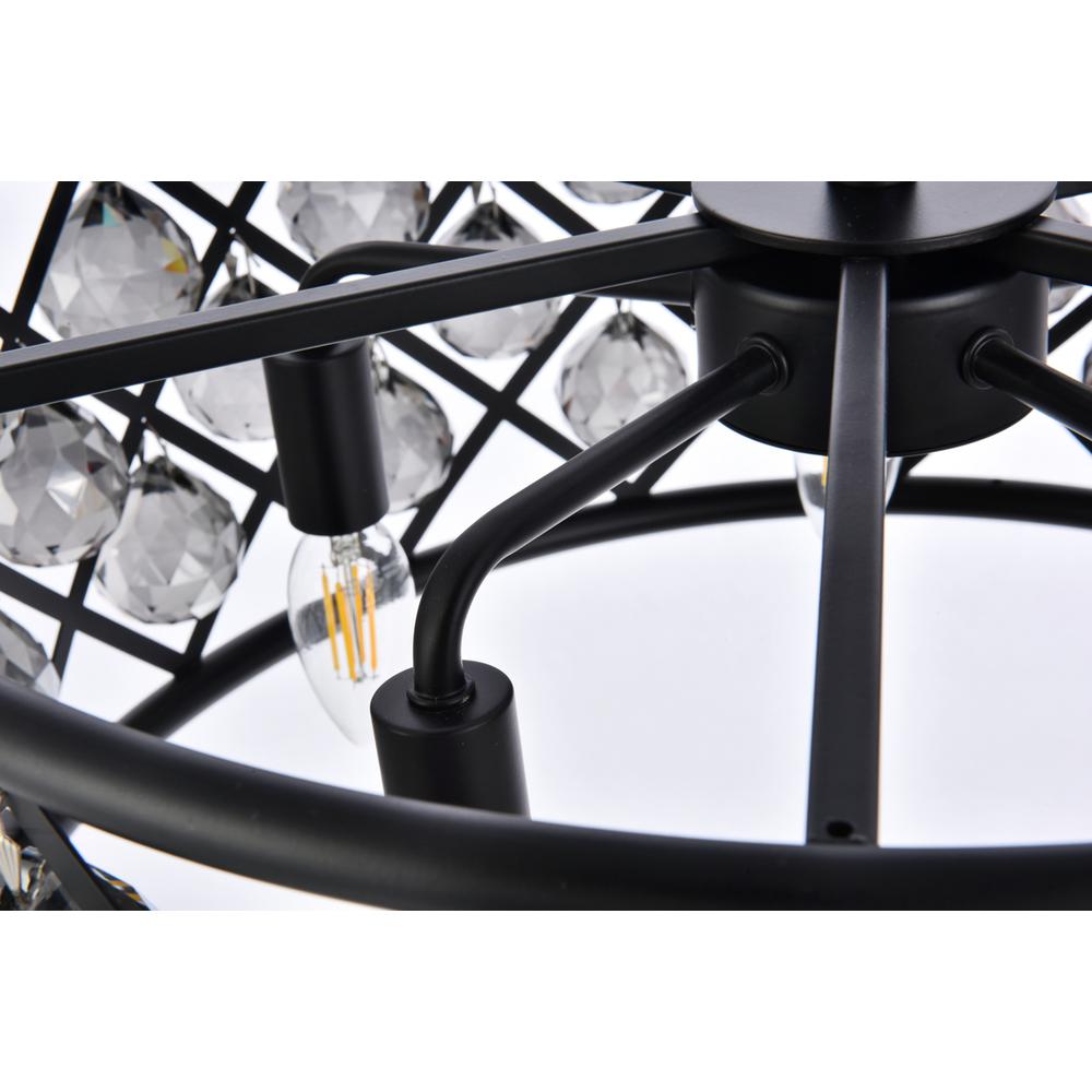 Madison 5 light Matte Black Chandelier Silver Shade (Grey) Royal Cut Crystal. Picture 4